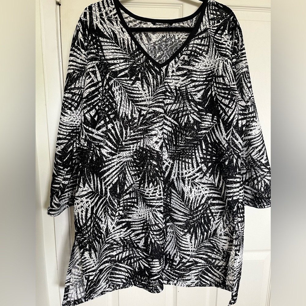 MARIO SERRANI Sheer Swimsuit
Palm Cover Up Deep V Neck..